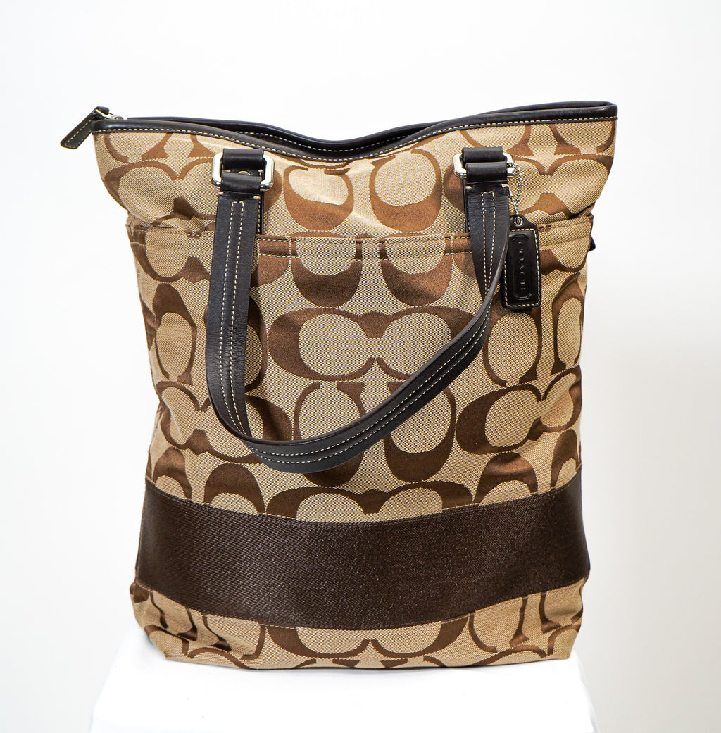 Coach Signature Jacquard Tote (Brown)