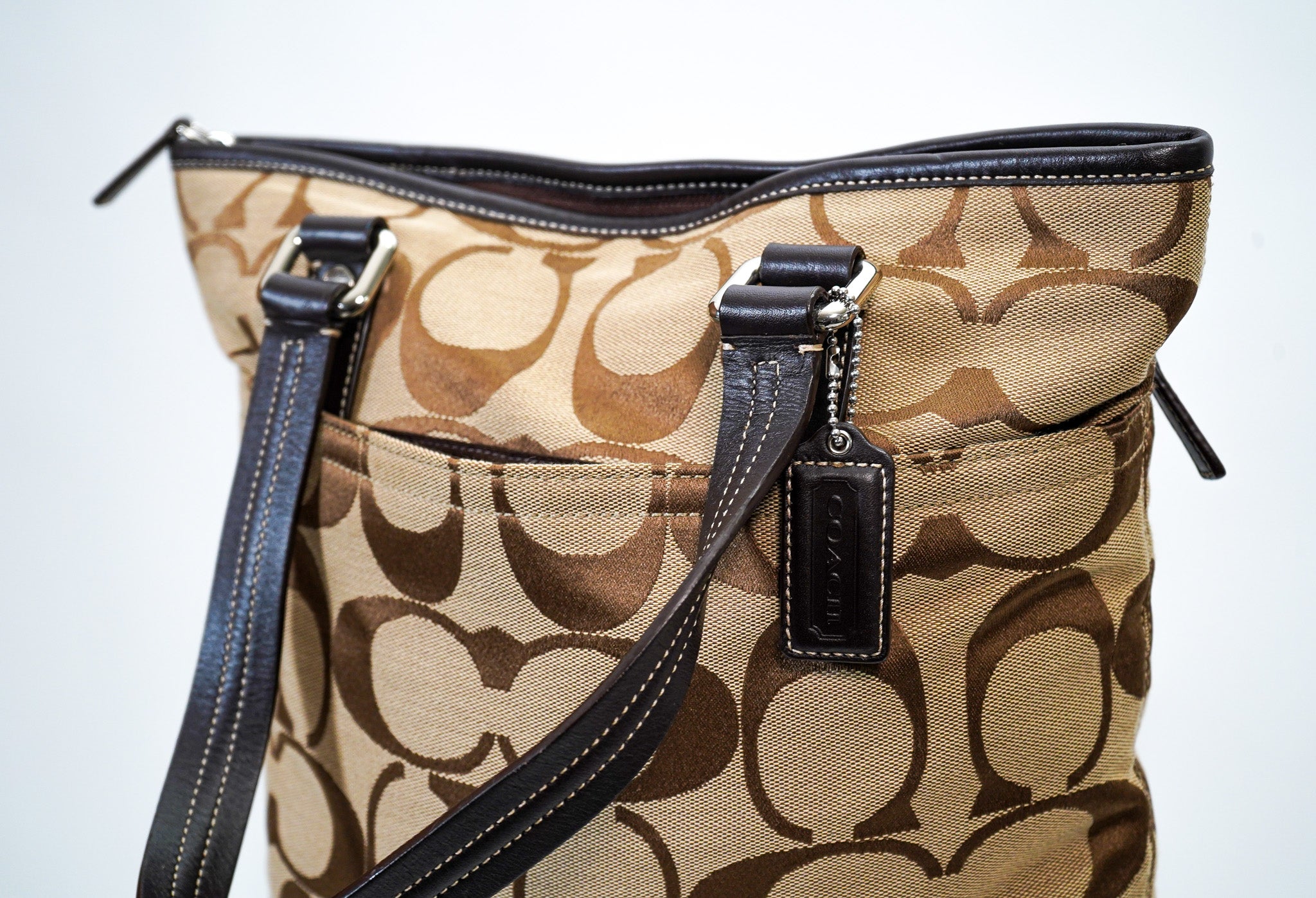 Coach Signature Jacquard Tote (Brown)