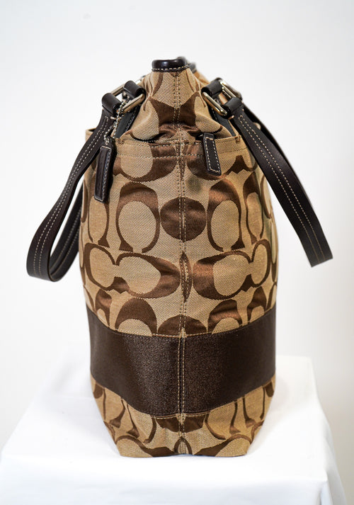 Coach Signature Jacquard Tote (Brown)