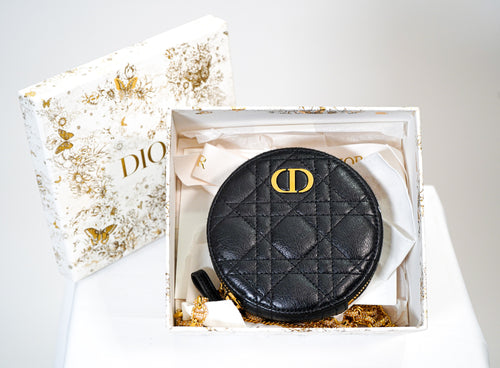 Christian Dior Cannage Coin Purse (Black, Boxed)