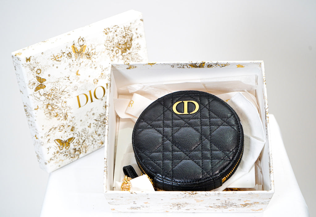 Christian Dior Cannage Coin Purse (Black, Boxed)